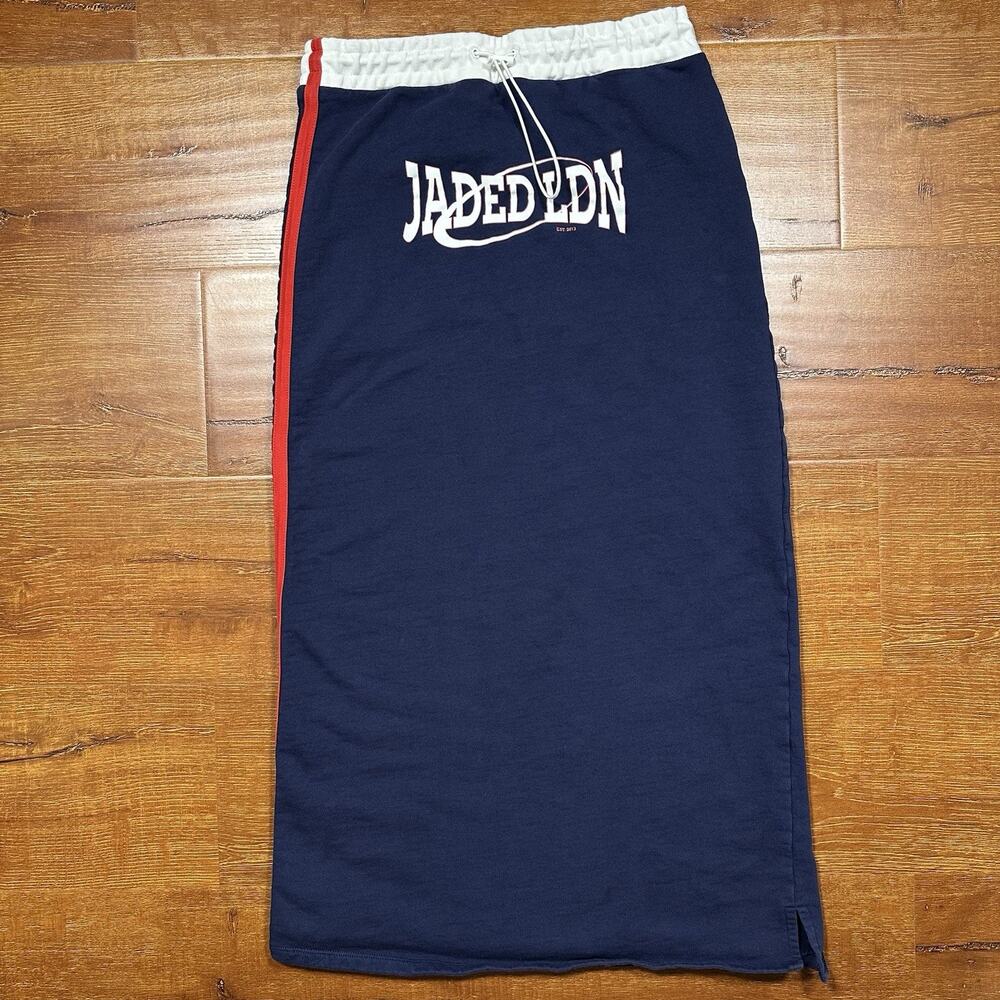 Jaded London Maxi Skirt Womens M Blue Cotton Pull On Knit Retro Y2K 00s Retro